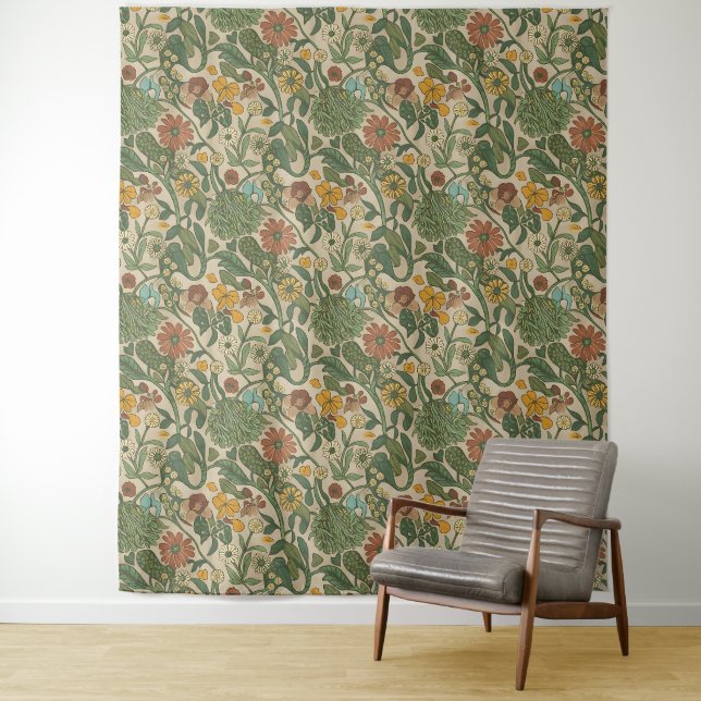 Seamless vintage botanical pattern  tapestry (In Situ)