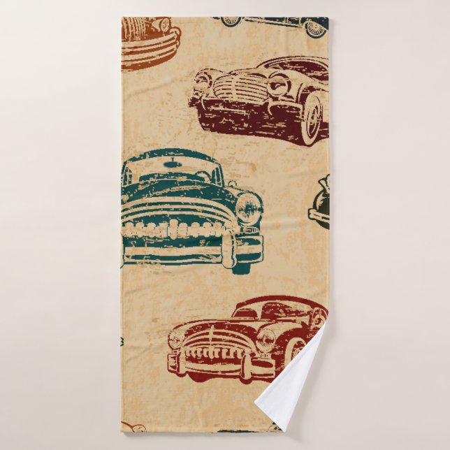 Seamless vintage car background. bath towel (Bath Towel)