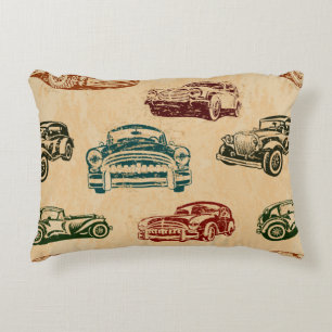 Seamless vintage car background. decorative cushion