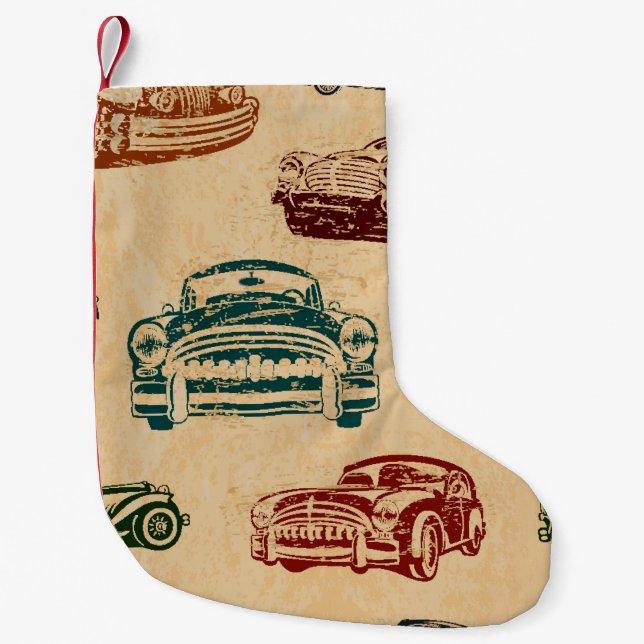 Seamless vintage car background. small christmas stocking (Front)