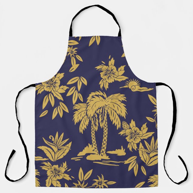 Seamless vintage design designs with Hawaii,  trop Apron (Front)