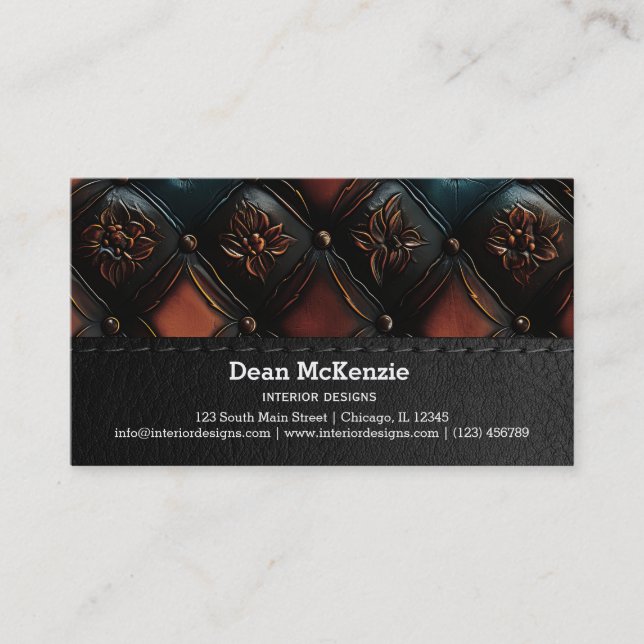 Seamless Vintage Embossed Business Card (Front)