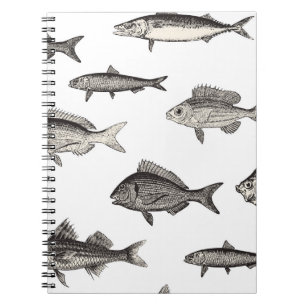 Seamless vintage fish patternvintage, fish, patter notebook