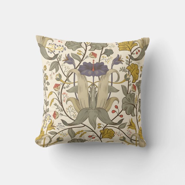 Seamless vintage floral pattern cushion (Front)