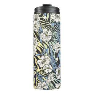 Seamless Vintage floral pattern. Flowers field on Thermal Tumbler