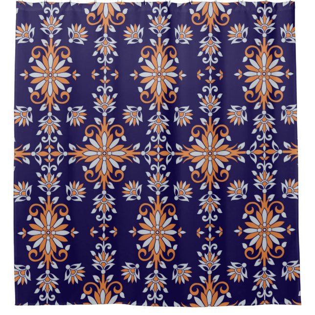 Seamless vintage floral pattern shower curtain (Front)