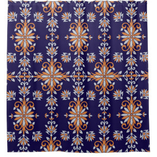 Seamless vintage floral pattern shower curtain