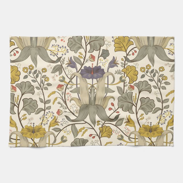 Seamless vintage floral pattern tea towel (Horizontal)
