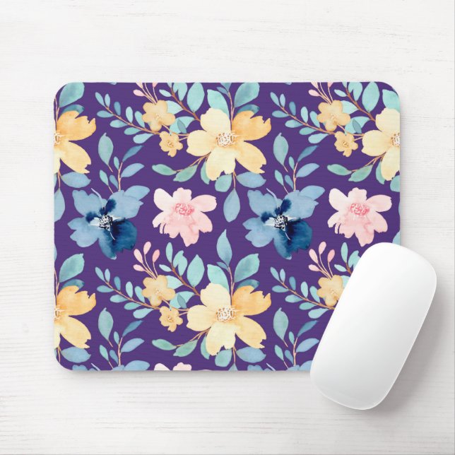 Seamless Vintage Flowers Mouse Mat (With Mouse)