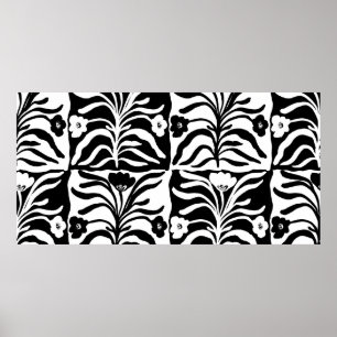 Seamless Vintage hand drawn floral a pattern with Poster