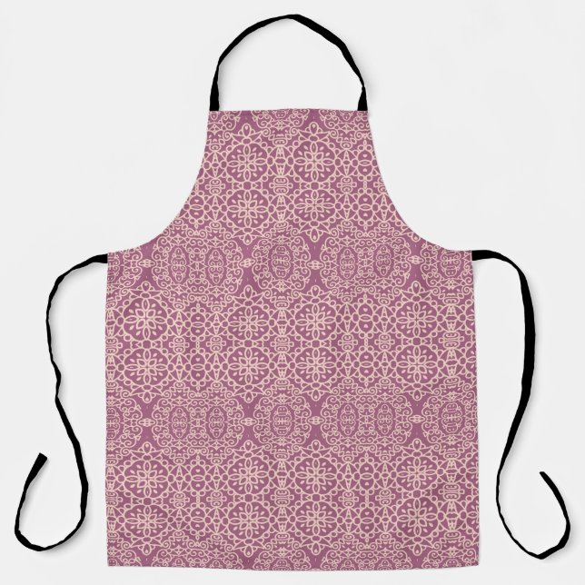 Seamless vintage laced beige - lilac background apron (Front)