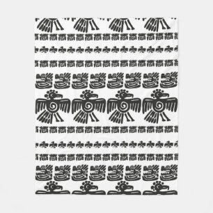 Seamless vintage maya pattern. Black and white eth Fleece Blanket