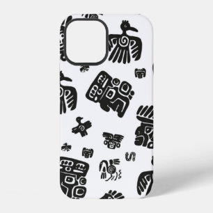 Seamless vintage maya pattern. Black and white eth iPhone 12 Case