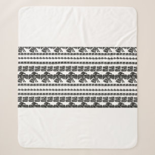 Seamless vintage maya pattern. Black and white eth Sherpa Blanket