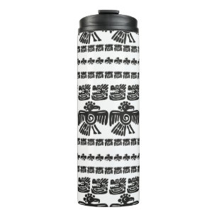 Seamless vintage maya pattern. Black and white eth Thermal Tumbler