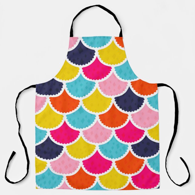 Seamless vintage mermaid pattern as colourful fish apron (Front)