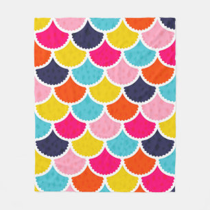 Seamless vintage mermaid pattern as colourful fish fleece blanket