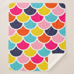 Seamless vintage mermaid pattern as colourful fish sherpa blanket