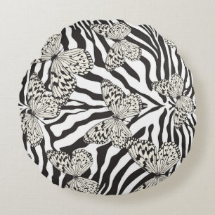 Seamless vintage multicolor butterflies pattern. B Round Cushion