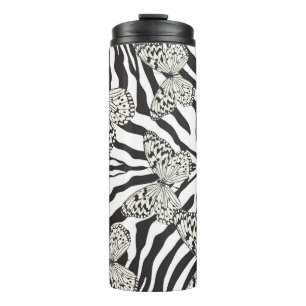 Seamless vintage multicolor butterflies pattern. B Thermal Tumbler