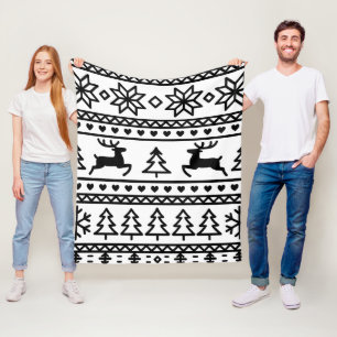 seamless vintage Nordic fall winter pattern Fleece Blanket