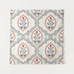 Seamless vintage ornament with flower branches tapestry