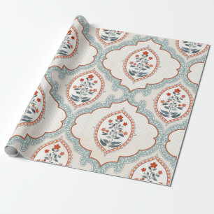 Seamless vintage ornament with flower branches wrapping paper