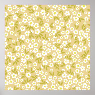 Seamless vintage pattern abstract. Cute white flow Poster