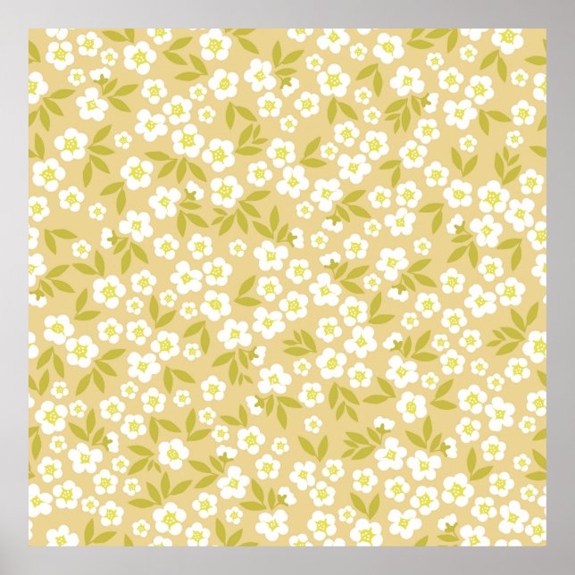 Seamless vintage pattern abstract. Cute white flow Poster (Front)