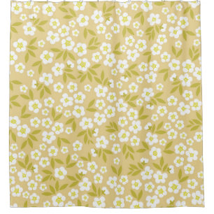 Seamless vintage pattern abstract. Cute white flow Shower Curtain