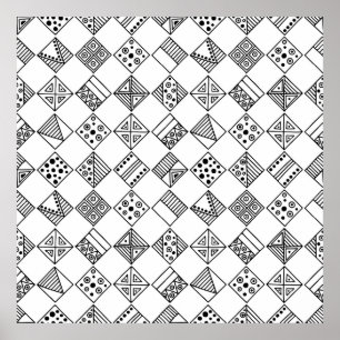 Seamless vintage pattern. Black and white geometri Poster