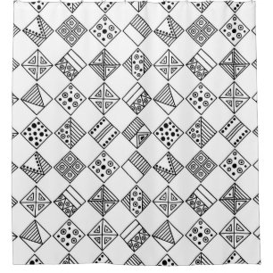 Seamless vintage pattern. Black and white geometri Shower Curtain