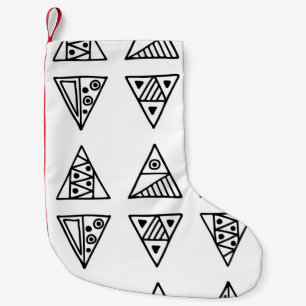 Seamless vintage pattern. Black and white geometri Small Christmas Stocking