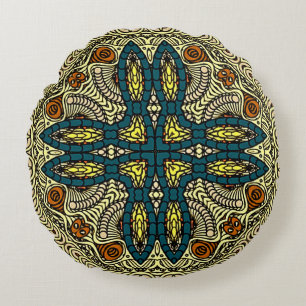 Seamless Vintage pattern in oriental style Flower Round Cushion