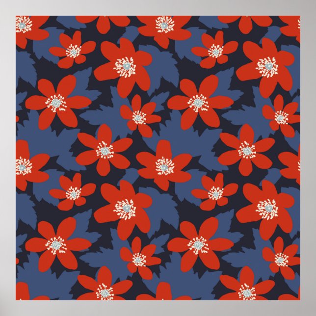 Seamless vintage pattern in Scandinavian style wit Poster (Front)