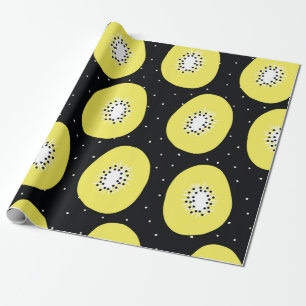 Seamless vintage pattern kiwi fruit. Hand drawn pe Wrapping Paper