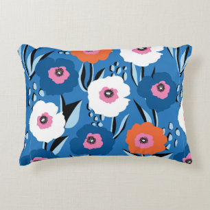 Seamless vintage pattern large red white and blue decorative cushion