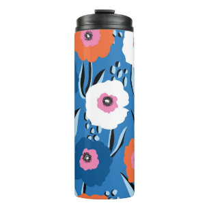 Seamless vintage pattern large red white and blue  thermal tumbler