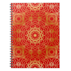 Seamless vintage pattern with abstract floral and notebook