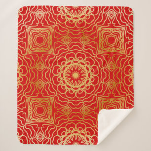 Seamless vintage pattern with abstract floral and  sherpa blanket
