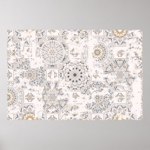 Seamless vintage pattern with an effect of attriti poster