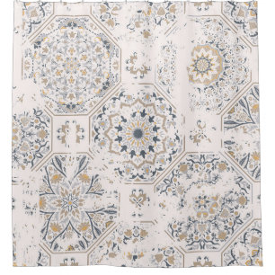 Seamless vintage pattern with an effect of attriti shower curtain