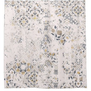 Seamless vintage pattern with an effect of attriti shower curtain