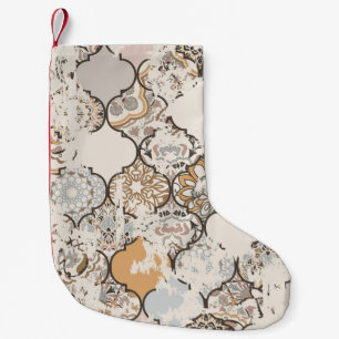Seamless vintage pattern with an effect of attriti small christmas stocking