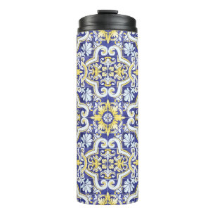 Seamless vintage pattern with an effect of attriti thermal tumbler