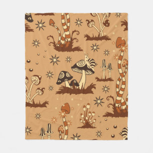 Seamless Vintage pattern with brown mushrooms on b Fleece Blanket