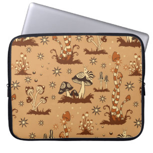Seamless Vintage pattern with brown mushrooms on b Laptop Sleeve