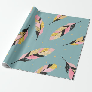 Seamless vintage pattern with decorative feathers. wrapping paper