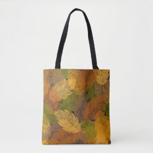 seamless vintage pattern with leaves in yellow col tote bag