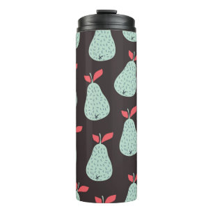 Seamless vintage pattern with mint pears. Fruit ba Thermal Tumbler